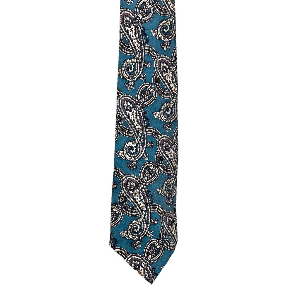 Polo Ralph Lauren Vintage Silk Tie Men Blue Paisley 57 X 3.5" Preppy Old Money